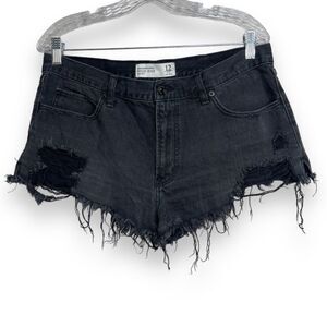 Abercrombie & Fitch High Rise Shorts Size 12 Black Wash Denim